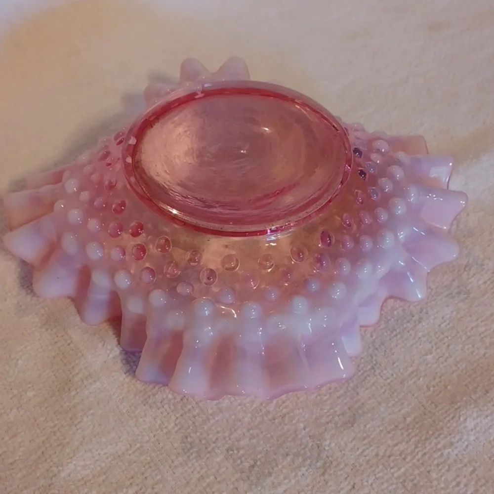 Vintage Cranberry Fenton Ruffled Dish Glass Opalecent Candy Dish